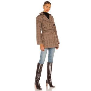 Chic Tan Plaid Trench Coat